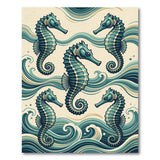 Teal Seahorse Waves Area Rug