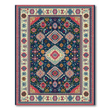 Navy Persian Area Rug with Vibrant Multi-Color Motifs