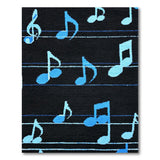 Blue Music Notes on Black Area Rug