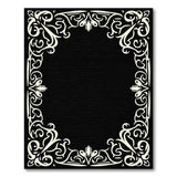 Elegant Ornate White Frame Black Area Rug