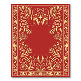Regal Red Gold Floral Border Area Rug