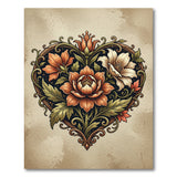 Heart-Shaped Peony Floral Vintage Area Rug
