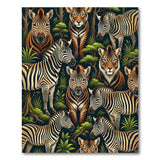 Zebras Tigers Jungle Wildlife Area Rug