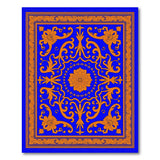 Royal Blue Burnt Orange Persian Medallion Rug