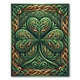 ODIKA Celtic Shamrock Washable Rug - Green & Gold Ornate Low Pile Area Rug