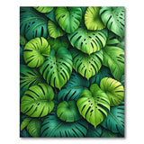 Boho Chic Lush Green Monstera Leaves Area Rug