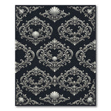 Ornate Silver Baroque Scroll Area Rug