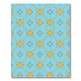 Teal Blue and Gold Geometric Diamond Area Rug