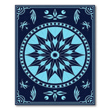 Navy Cyan Starburst Persian Medallion Rug