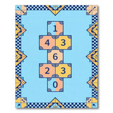 Blue Hopscotch Geometric Kids Area Rug