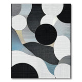 Modern Black White Overlapping Circles Area Rug