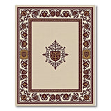 Ornate Beige Persian Rug with Gold Shield Border
