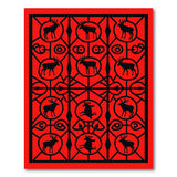 Red Reindeer Silhouette Medallion Rug