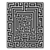 Bold Black White Labyrinth Maze Rug