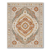 Ivory Rust Medallion Traditional Persian Area Rug