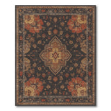 Dark Floral Medallion Persian Area Rug