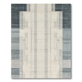 Teal Grey Grid Geometric Area Rug