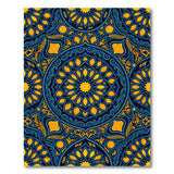 Navy Blue Vibrant Orange Persian Mandala Rug