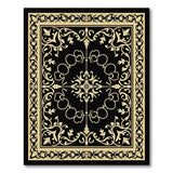 Ornate Black and Gold Persian Border Rug