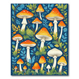 Boho Chic Multi-color and Patterns Whimsical Mushroom Meadow Area Rug