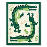 Kids Cartoon Playful Green Crocodile Kids Area Rug