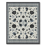 Black Peony Floral Ivory Area Rug
