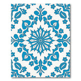 Cobalt Blue Floral Tile Motif Area Rug