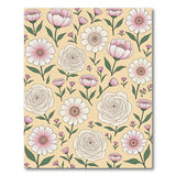Vintage Pink White Floral Beige Area Rug