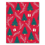 Festive Christmas Trees Gifts Red Area Rug