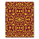 Opulent Gold Floral Damask Red Area Rug