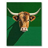 Highland Cow Head Green Area Rug