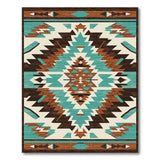 Blue and Teal Teal Rust Geometric Southwestern Area Rug