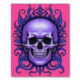 Gothic Purple Skull with Blue Flame Frame Area Rug