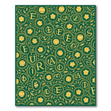 Green Gold Currency Symbols Floral Area Rug