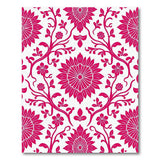 Vibrant Pink Floral Damask Area Rug