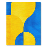 Vibrant Yellow Blue Curved Geometric Area Rug