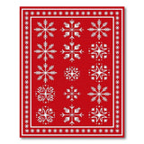 Red Snowflake Area Rug with White Border
