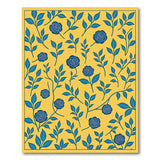 Navy Blue Roses Sunny Yellow Floral Area Rug