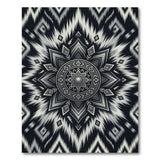Black White Mandala Heritage Tribal Rug