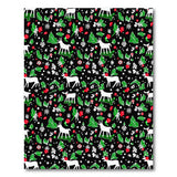 Festive Reindeer Holly Pattern Area Rug