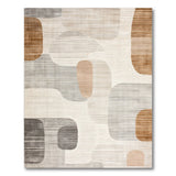 Abstract Organic Shapes Beige Grey Area Rug