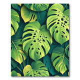 Green Vibrant Monstera Leaves Green Area Rug