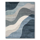 Abstract Wavy Layers Blue Area Rug