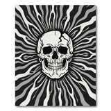 Radiant Grinning Skull Black White Area Rug