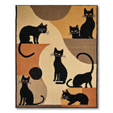 Whimsical Black Cats Abstract Area Rug