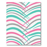 Wavy Pink Teal Grey Geometric Area Rug