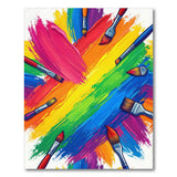 Vibrant Rainbow Paintbrush Abstract Area Rug