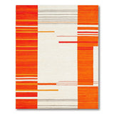 Vibrant Orange Red Geometric Stripe Area Rug