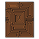 Orange Maze Labyrinth Area Rug