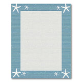 Starfish Teal Border Coastal Area Rug